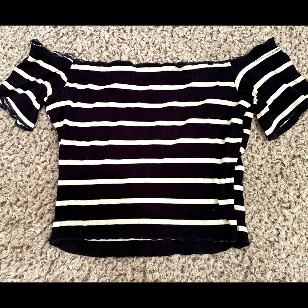 Striped Cropped off the shoulder Top